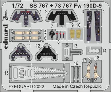 Eduard 73767 1/72 Fw 190D-9 for IBG Photo Etch Detail Set