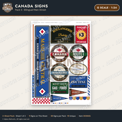 Alpine Railworks 30384G G Scale Canada Signs - Bilingual Main Street