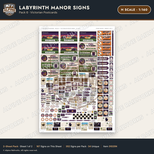Alpine Railworks 31025N N Scale Roadside Signs - Mystery Mansion