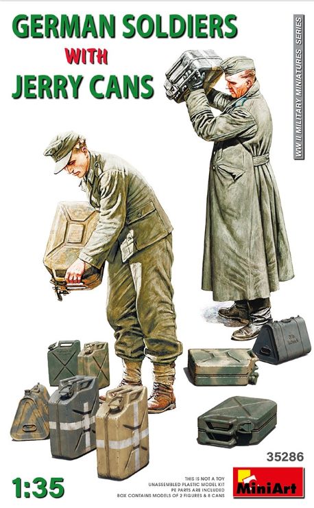 Miniart Models 35286 1/35 WWII German Soldiers (2) w/8 Jerry Cans