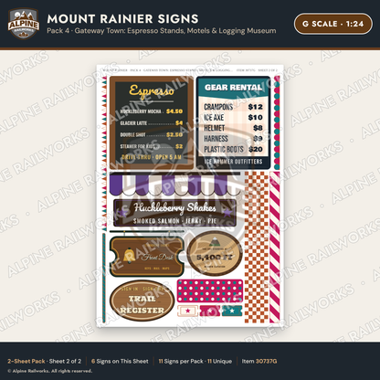Alpine Railworks 30737G G Scale Tourist Signs - Mount Rainier