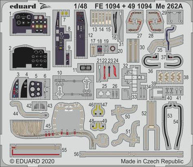 Eduard FE1094 1/48 Me 262A for Hobby Boss Photo Etch Detail Set