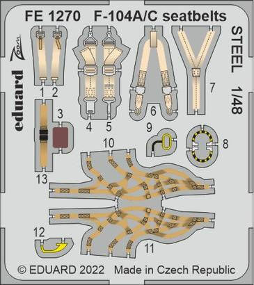 Eduard FE1270 1/48 F-104A/C Seatbelts Steel for Kinetic