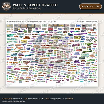 Alpine Railworks 30539N N Scale Wall & Street Graffiti Cut-Outs