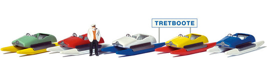 Preiser 10685 HO Scale Pedal Boat Rental with 5 Boats Set