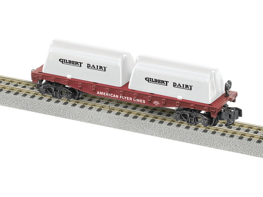 Lionel 48576 S Gauge American Flyer Flatcar with Gilbert Dairy Milk Containers