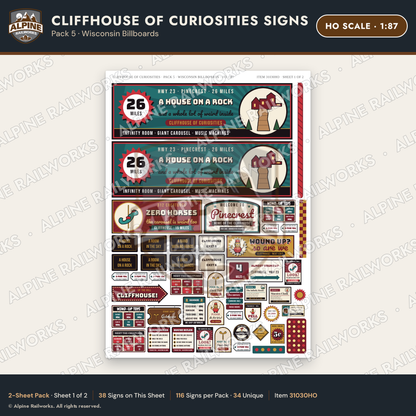 Alpine Railworks 31030HO HO Scale Roadside Signs - Curiosity House