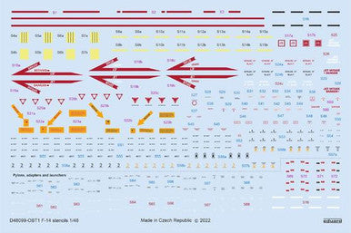 Eduard D48099 1/48 Decal F-14 Stencils for Tamiya