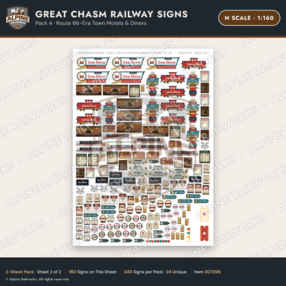 Alpine Railworks 30725N N Scale Tourist Signs - Canyon Railway