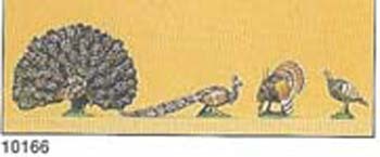Preiser 10166 HO Scale Animals Turkeys & Peacocks pkg(4)
