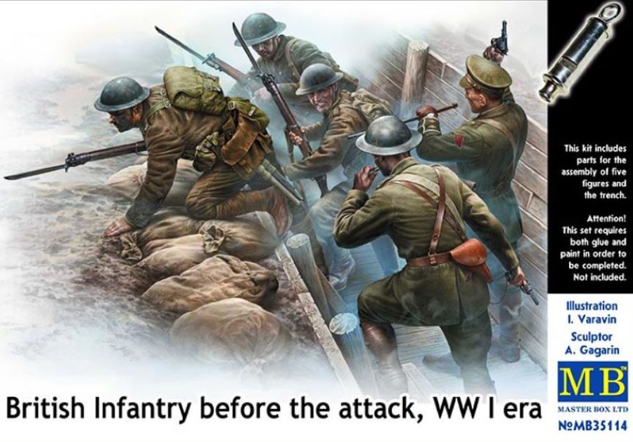 Master Box Models 35114 1/35 British Infantry Before the Attack WWI Era (5 & Tre