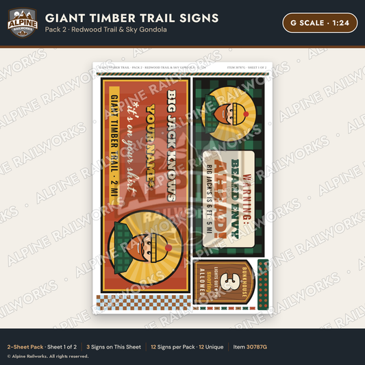Alpine Railworks 30787G G Scale Roadside Signs - Lumberjack Redwoods