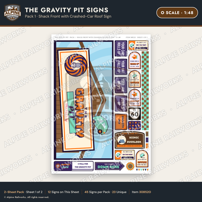 Alpine Railworks 30852O O Scale Roadside Signs - Mystery Hole