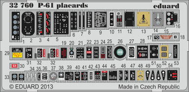 Eduard 32760 1/32 P-61 Placards for Hobby Boss (Pre-Painted)