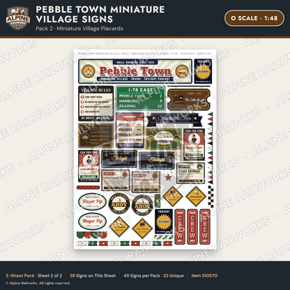 Alpine Railworks 31057O O Scale Roadside Signs - Miniature Village
