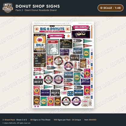 Alpine Railworks 30435O O Scale Donut Shop Signs