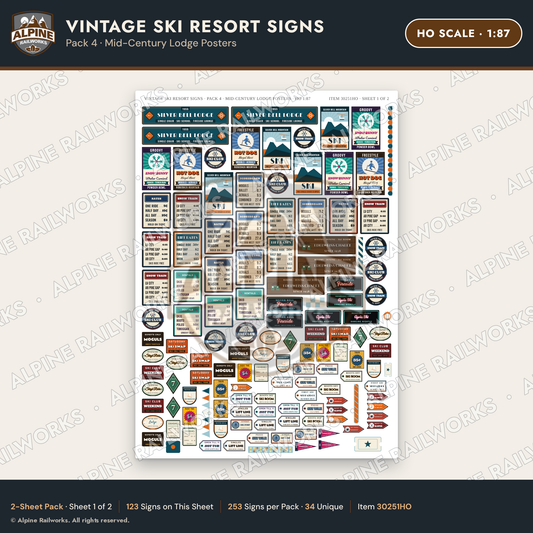 Alpine Railworks 30251HO HO Scale Vintage Ski Resort Signs