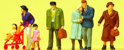 Preiser 10564 HO Scale Pedestrians Pedestrians w/Stroller pkg(6)