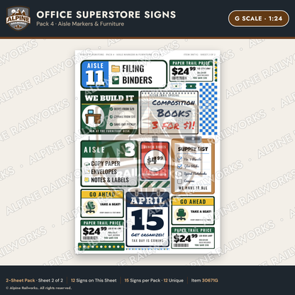 Alpine Railworks 30671G G Scale Office Superstore Signs