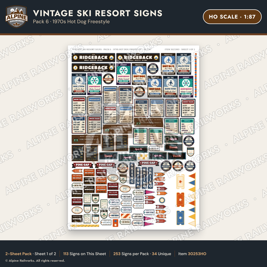 Alpine Railworks 30253HO HO Scale Vintage Ski Resort Signs