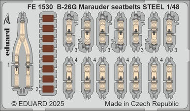 Eduard FE1530 1/48 B-26G Marauder Seatbelts STEEL Zoom Set for ICM Kit