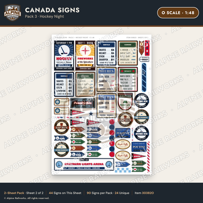 Alpine Railworks 30382O O Scale Canada Signs - Hockey Night