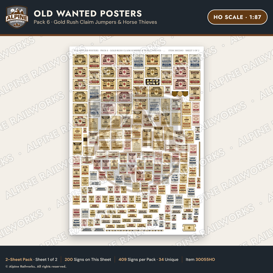 Alpine Railworks 30055HO HO Scale Old Wanted Posters