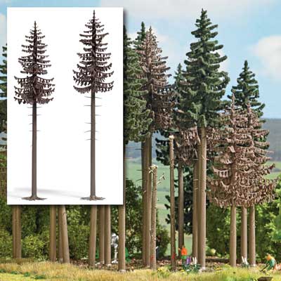 Busch 6168 A Scale Dead Spruce Trees -- 18 & 19cm Tall pkg(2)