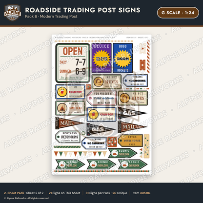 Alpine Railworks 30511G G Scale Roadside Trading Post Signs