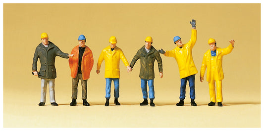 Preiser 10423 HO Modern Workmen w/Outdoor Gear Set, 6 Pcs