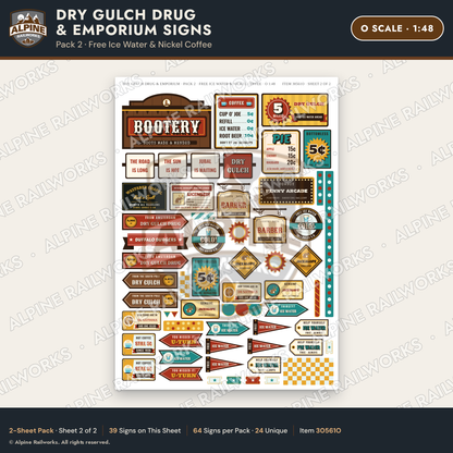 Alpine Railworks 30561O O Scale Roadside Signs - Western Drug Store