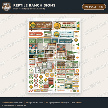 Alpine Railworks 31130HO HO Scale Roadside Signs - Reptile Zoo