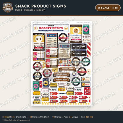 Alpine Railworks 30348O O Scale Snack Product Signs - Peanuts