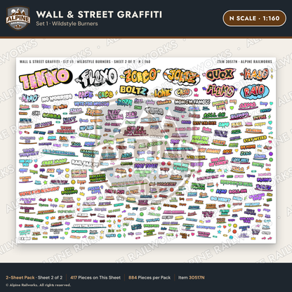 Alpine Railworks 30517N N Scale Wall & Street Graffiti Cut-Outs