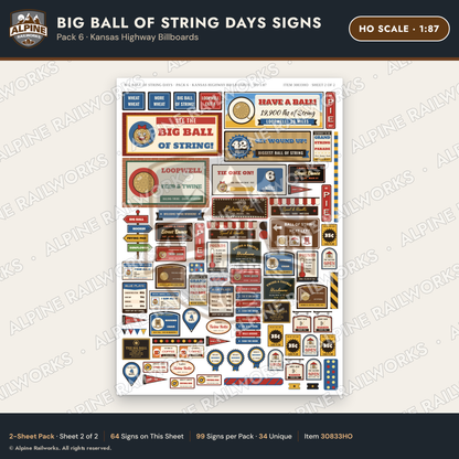 Alpine Railworks 30833HO HO Scale Roadside Signs - Giant Ball of Twine