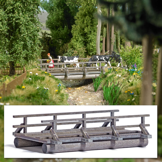Busch 1850 HO Scale Wooden Bridge Laser-Cut Wood Kit