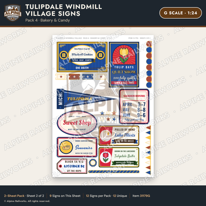 Alpine Railworks 31179G G Scale Roadside Signs - Windmill Village