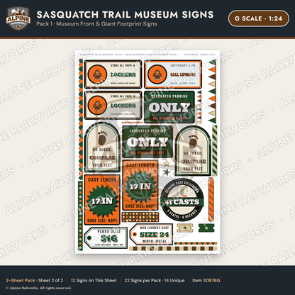 Alpine Railworks 30876G G Scale Roadside Signs - Bigfoot Museum
