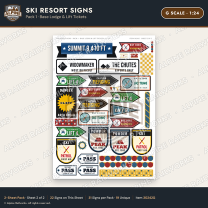 Alpine Railworks 30242G G Scale Ski Resort Signs - Base Lodge