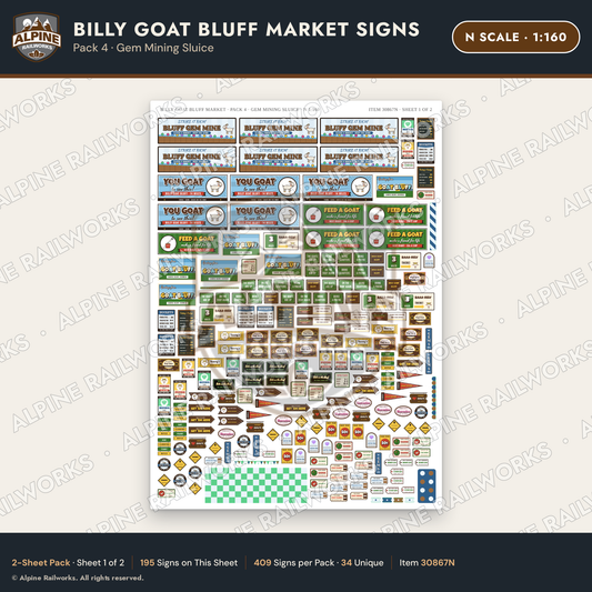 Alpine Railworks 30867N N Scale Roadside Signs - Goats on the Roof