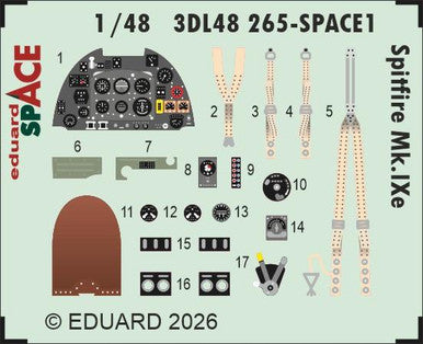 Eduard 3DL48265 1/48 Spitfire Mk.IXe SPACE SPACE for AIRFIX