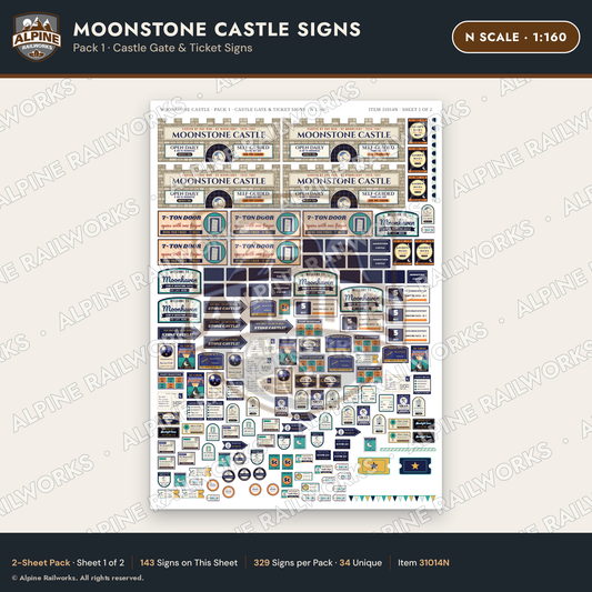 Alpine Railworks 31014N N Scale Roadside Signs - Stone Castle