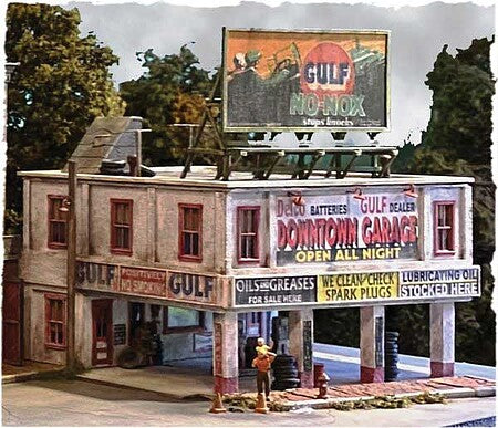 Bar Mills 321 N Scale Downtown Garage -- Laser-Cut Wood Kit