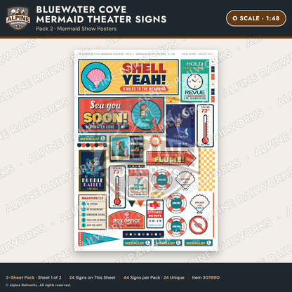 Alpine Railworks 30799O O Scale Roadside Signs - Mermaid Show
