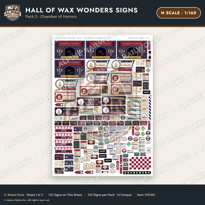 Alpine Railworks 31154N N Scale Roadside Attraction Signs - Wax Museum