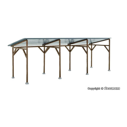kibri 38349 ho scale wood carport shelter kit 19 3 x 6 5 x 6 8cm