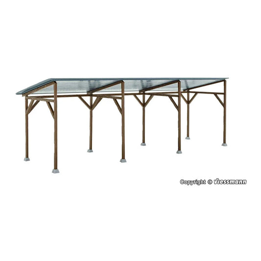 kibri 38349 ho scale wood carport shelter kit 19 3 x 6 5 x 6 8cm