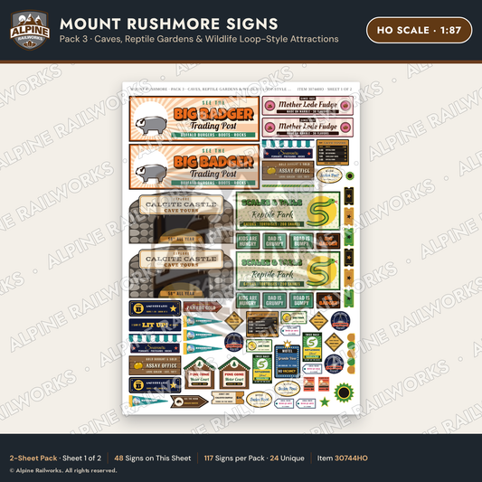 Alpine Railworks 30744HO HO Scale Tourist Signs - Mount Rushmore