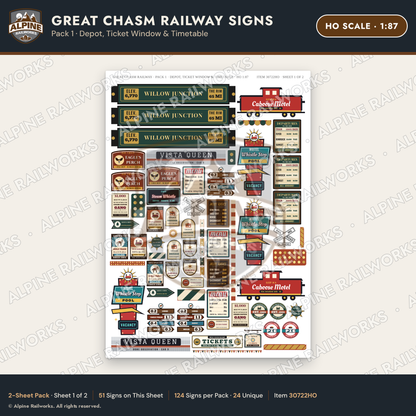Alpine Railworks 30722HO HO Scale Tourist Signs - Canyon Railway