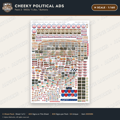 Alpine Railworks 30058N N Scale Cheeky Political Ads